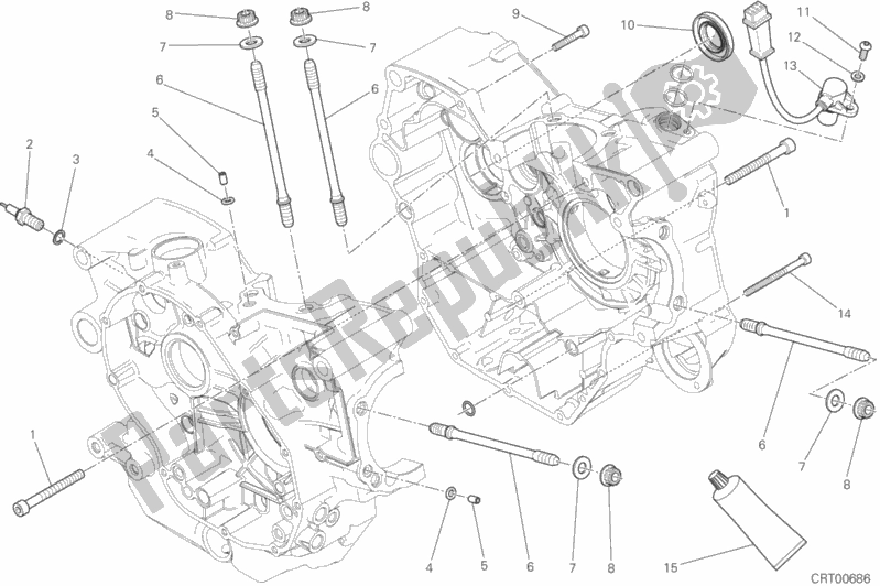 All parts for the Half-crankcases Pair of the Ducati Monster 797 Thailand 2017